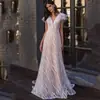 Vestido de Noche Blanco para Escenario 2027 Nuevo Modelo Venta Rápida Amazon Vestido Largo Hoja de Sauce Cuello en V Vestido de Princesa con Crinolina