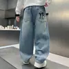 Calças de Primavera para Meninos 2026 Novo Estilo para Crianças Maiores, Calças Longas Jeans Casuais de Primavera e Outono para Meninos