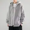 2026 Novo Cardigan Tendência Estilo Americano Transfronteiriço com Forro de Lã, Moletom com Capuz para Homens, Jaqueta Casual com Zíper para Outono e Inverno