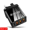 Carregador de celular multi-interface 2A3USB + PD Tipo-C 3U + C Cabeça de carregamento de viagem Europeia, Americana e Britânica transfronteiriça