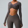 Ropa de yoga sin costuras transfronteriza de otoño e invierno, top para mujer, ajustado, adelgazante, camiseta de manga corta larga, ropa deportiva de secado rápido para fitness