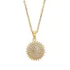 Popular Colgante de Girasol con Diamantes Completos Collar de Acero de Titanio para Mujer Lujo Ligero Diseño de Nicho Estilo Fresco Collar para Clavícula Al por Mayor