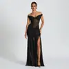 2025 Estilo Europeo y Americano Transfronterizo Sexy Top de Tubo Sin Espalda Falda Larga Moda Malla Plisado Abertura Vestido Ceñido a la Cadera