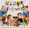 Decoración para Fiesta Temática de Dragon Ball Goku Transfronteriza Bandera de Cumpleaños Infantil de Goku Set de Globos para Insertar en Pastel