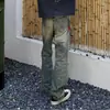 Jeans Rasgados Lavado Sucio Desgastado Vintage Americano Hombres Calle Alta Canalla Diseño Atractivo Corte Navaja Patchwork Salpicadura Microcampana Pantalones Largos Modernos