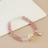 Nuevo estilo chino natural cristal de fresa nicho alta calidad cristal luz de luna blanca pulsera brazalete joyería accesorios femeninos venta al por mayor