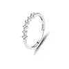 Anillo de Plata S925 con Seis Diamantes Pequeños, Diseño Delicado, Estilo Nicho, Anillo Dulce y Fresco