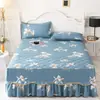 Faldón de cama acolchado de algodón cepillado Clase A, funda de colchón de una pieza, funda de colchón protector Simmons antideslizante, juego de faldón de cama de tres piezas lavable a máquina