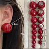 Pendientes Retro de Cuentas de Pan Oversize, Pendientes de Perla Sencillos y Personalizados de Aguja de Plata S925 Exagerados de Gama Alta