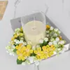 Portavelas de Flor Silvestre Pequeño Más Vendido Transfronterizo Guirnalda Pequeña Decoración de Escritorio para Bodas Interiores Plantas Verdes Artificiales Estilo Pastoral de Primavera Adornos