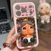 Funda con soporte para muñeca llorona de cuadros y lunares adecuada para funda de teléfono Apple 17 Pro Max 16/15 ventana grande transparente 14