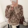 Cárdigan suéter de punto con estampado de leopardo y cuello redondo para mujer, nuevo diseño otoño/invierno 2026, prenda exterior de punto suave y cómoda