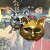 Máscara Vintage de Halloween Máscara de Gato de Plástico Máscara Antiga de Meio Rosto Adereços para Festa Dança Vestido