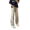 Jeans con Salpicaduras Vintage Transfronterizos para Hombre, Marca de Verano de Moda, Pantalones Elegantes, Diseño Americano High Street, Pantalones de Pierna Recta Acampanados