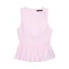 Ropa de Verano para Mujer Estilo Europeo y Americano con Adornos de Nudo en las Mangas, Top con Dobladillo Estilo Falda Corta, Otros Colores en la Imagen