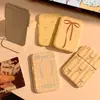 Espejo plegable portátil muy elegante con diseño de lazo, espejo compacto de viaje estilo ins, espejo de escritorio, espejo de maquillaje