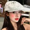 Gorra de visera con estampado de leopardo y estrellas para mujer, a la moda Y2K, única, sensación de alta gama, gorra de pico de pato, boina, estilo japonés Y2K