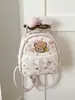 Mochila nueva de oso de dibujos animados estilo coreano, bolso escolar suave para chica estudiante con ribete de encaje, mochila de viaje linda de gran capacidad