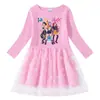 Vestido de Princesa de Malla con Lentejuelas Arcoíris para Niñas, Manga Corta de Verano, Manga Larga de Primavera y Otoño, Estilo Kpop Cazador de Demonios