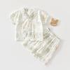 Conjunto de Verão Dividido para Bebê, Fino, Algodão Tianzhu Gaze, Manga Curta, Shorts, Roupa de Casa Infantil