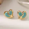 Pendientes de Acero Inoxidable con Goteo de Aceite en Forma de Corazón Plano, Modernos y Elegantes, para Mujer, que No se Desvanecen, Pendientes de Lujo de Alta Gama, Venta al por Mayor