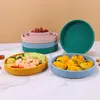 Novo Prato de Jantar de Silicone de Grau Alimentício Mais Vendido, Conjunto de Prato e Tigela Independentes para Compartilhar Refeições para Trabalhadores de Escritório, Portátil e Empilhável