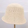 Nuevo Sombrero de Pescador Transpirable de Punto con Borde Enrollado Hueco Estilo Coreano para Mujer, Versátil para Vacaciones Casuales de Verano, Protección Solar
