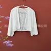 Estilo Novo de Verão Xale Manga Três Quartos Retrô Novo Estilo Chinês Cor Sólida Versátil Camisa de Ar Condicionado Outer Cardigan Cheongsam Camisa de Proteção Solar