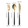 Cuchillo, tenedor y cuchara de acero inoxidable 304 estilo coreano Celebridad de Internet Cuchillo y tenedor dorados para bistec Comida occidental Juego de Regalo de Tres Piezas