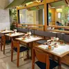 Tampo de Mesa Vintage em Madeira Maciça com Azulejos Estilo Francês, Mesa de Jantar Retrô e Única para Restaurante Ocidental, Conjunto Integrado de Mesa e Cadeiras para Sala de Jantar e Loja de Sobremesas