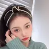 Faixa de Cabelo Larga de Tecido Versátil Feita à Mão Dongdaemun Coreano Famosa na Internet Pérolas Contas Pequenas Fofa Antiderrapante Acessório de Cabelo