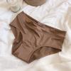 Roupa íntima sem costura de seda de gelo feminina sexy lisa cor sólida cintura média e baixa cueca de algodão puro virilha interna cueca respirável confortável