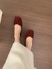 Zapatos Planos de Ballet Grises de Fieltro Estilo Francés con Lazada de Moño, Puntera Cuadrada, Diseño Bajo sin Cordones, que Aumentan la Altura, para Mujer