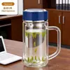 Taza de burbujas con asa de vidrio de doble capa para hombre, nueva taza de oficina de alta temperatura para el hogar 2025 con asa