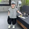 Conjunto de Verano de Manga Corta para Niños 2026 Nuevo Estilo Coreano Rayado Holgado Ropa Moderna Conjunto Delgado de Dos Piezas para Niños
