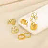 Anel de Flor Oca de Baleia Simples Transfronteiriço Aço Inoxidável Banhado a Ouro Textura Aberta Anel de Estrela do Mar Atacado