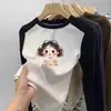 Ropa interior básica para niñas Otoño e Invierno 2026 Nuevo estilo Camiseta de manga larga de forro polar térmico para niños Bloque de color cálido Top casual para niña pequeña