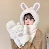 Conjunto lindo de tres piezas de bufanda de oso de peluche para mujer, cálido estilo nuevo de otoño e invierno, calentador de cuello y guantes simples para estudiantes, versátil