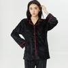 Pijama de manga larga de terciopelo dorado para mujer, nuevo conjunto de otoño e invierno, estilo coreano de alta calidad, bordado con conchas, sencillo, para uso exterior.
