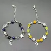 Pulseira Cruzada Europeia e Americana para Casal Melhores Amigos Dados Preto e Branco Hip-hop Feita à Mão Violão Microfone Estrela de Cinco Pontas Pulseira