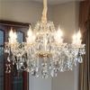 Lustre de Cristal Luxuoso de Dois Andares Estilo Europeu Lâmpada de Sala de Estar Destaque Atmosférico Hotel Clube Salão de Festas Engenharia Lustre de Casamento