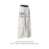 Pantalones Casuales de Calle Unisex Versátiles Estilo Perezoso Pierna Ancha Estampado de Letras Cintura Doble Estilo Americano Harajuku Tendencia