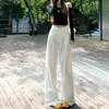 Calça Jeans Branca de Cintura Alta Reta para Mulheres, Novo Estilo Primavera/Verão 2025, Design Plissado, Calça Larga Solta de Comprimento Total