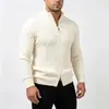 Nueva colección Otoño/Invierno 2026: suéter de punto trenzado con cuello alto para hombre, cárdigan de punto, chaqueta estilo juvenil con doble cremallera