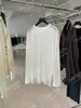 DestacadoYuran 26 Nueva Colección de Principios de Otoño: Camiseta de Tencel, lino y algodón con ribete de encaje de pestañas, lavada con enzimas, talla grande, manga larga
