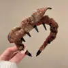 Diadema de Peluche Dentada para Otoño e Invierno para Mujer, Pinza para el Cabello de Cara Lavada con Parte Superior Alta del Cráneo que Hace que la Cara Parezca Más Pequeña, Diadema con Estampado de Leopardo, Goma para el Cabello Antideslizante Estilo Chanel