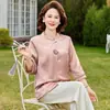 Nueva Blusa de Verano Estilo Chino para Mamás, Nuevo Modelo 2026, Elegante Conjunto Versátil de Corte Entallado Estilo Nacional para Mujeres de Mediana Edad y Mayores
