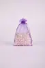 Bolsa de gasa con logotipo personalizado, bolsa de organza con cordón, bolsa de regalo para dulces de boda, bolsa de malla con cordón para empaque de joyas