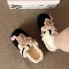 Bufanda Exterior Linda de Felpa de Cobertura Total Oso Zapatillas de Algodón para Mujer de Invierno para el Hogar Uso Diario Casual Zapatos Estilo Birkenstock