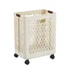 Cesto de Roupa Suja Estilo Nórdico Cesto de Armazenamento Doméstico para Banheiro Móvel Dobrável Tamanho Grande com Alça Cesto de Roupa de Chão